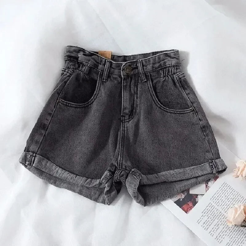 PTKPCC New Summer Korean Retro High-waist Loose Jeans Shorts Women Versatile Edge Casual Hot Pants Women Clothing Jeans PTKPCC