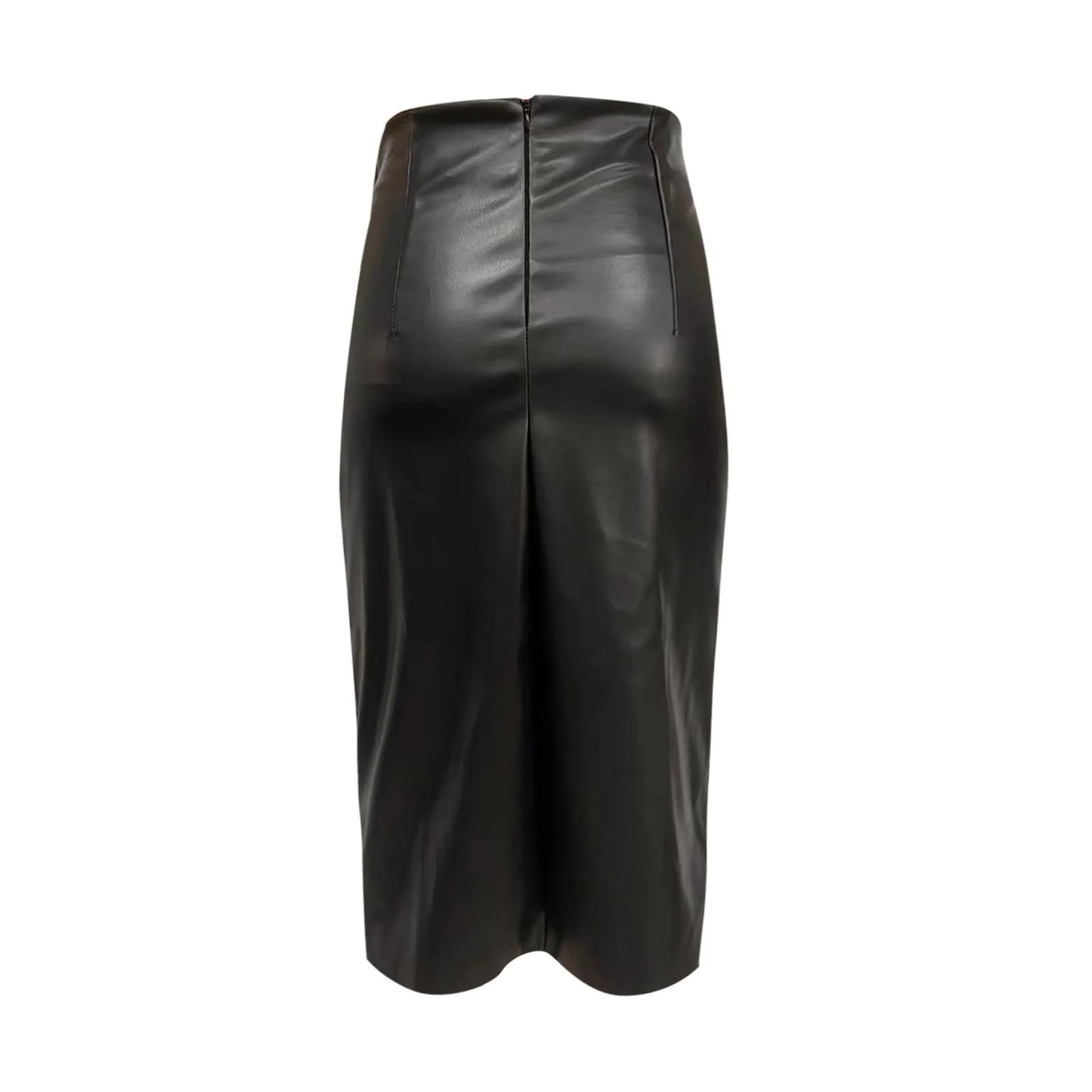 2024 New Women'S Pu Leather Skirt Fashion Office Ladies Irregualer High Waist Slim Midi Length Women'S Skirts Female