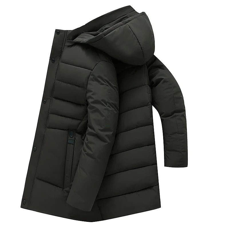 New Fashion Fleece Hooded Winter Coat Men Thick Warm Mens Winter Jacket Windproof Gift For Father Husband Parka Windproof Parkas