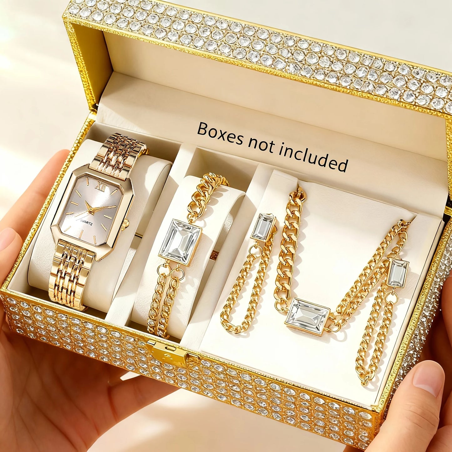 5PCS/Set Elegant Rectangle Women Watches Fashion Ladies Quartz Wristwatch Jewelry Set Reloj Mujer Girls Clock Gift(Without Box)