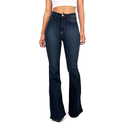 4XL Flare jeans women High Waist Jeans Zipper Fly Denim Blue Black Jeans Wide Leg Pants Bandage Skinny Push Up Jeans Trousers