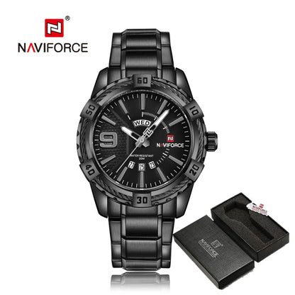 NAVIFORCE Luxury Brand Men's WristWatch Original Fashion Quartz Classic Watches For Men Waterproof Business Steel Band Clock Man
