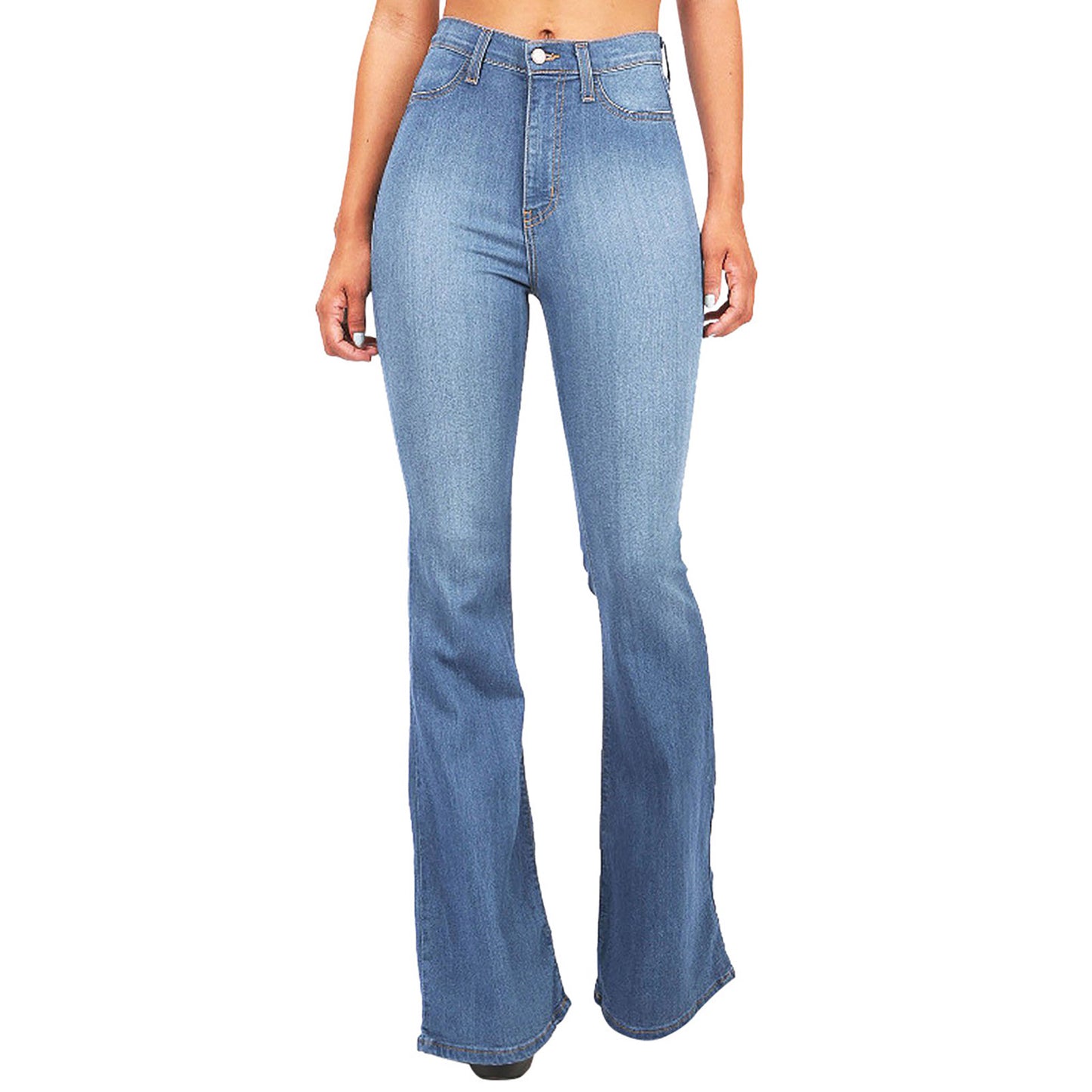 4XL Flare jeans women High Waist Jeans Zipper Fly Denim Blue Black Jeans Wide Leg Pants Bandage Skinny Push Up Jeans Trousers