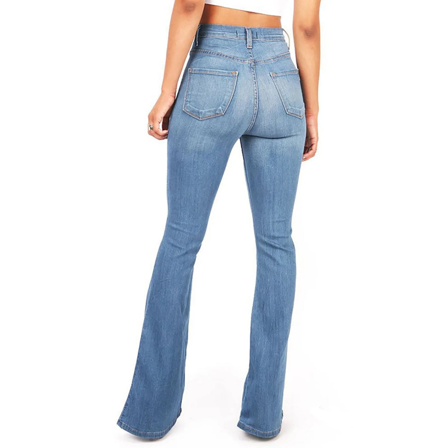 4XL Flare jeans women High Waist Jeans Zipper Fly Denim Blue Black Jeans Wide Leg Pants Bandage Skinny Push Up Jeans Trousers