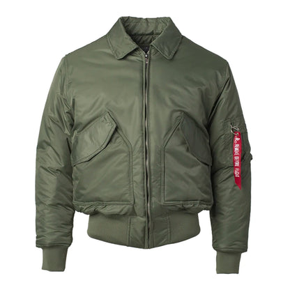 CWU/45P high quality thick nylon mens bomber jacket winter green black padded pilot flight jacket windproof