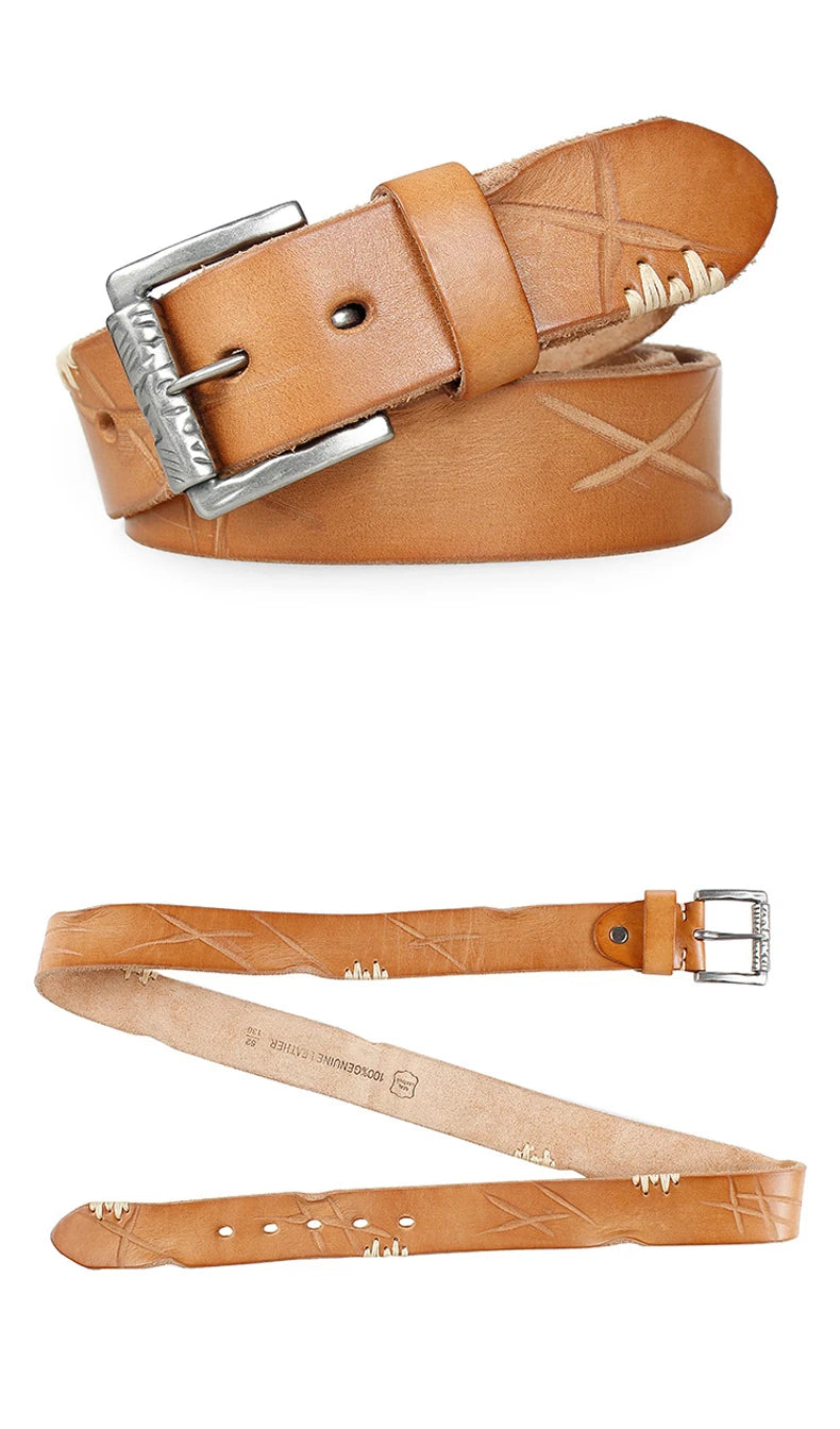 MEDYLA Original Cowhide Belt for Men Pin Buckle Full Grain Leather Belt for Jeans Wide Strap High Quality Cummerbunds