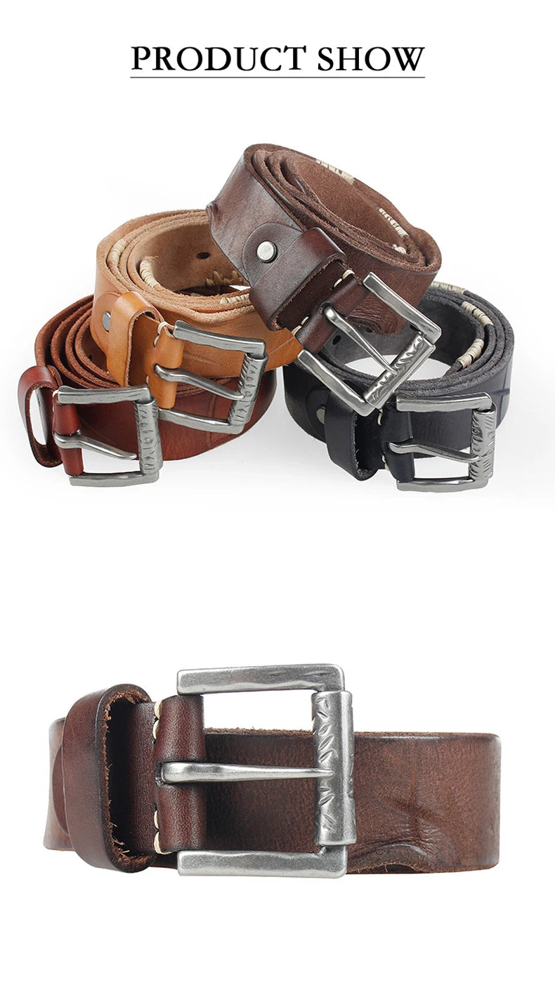 MEDYLA Original Cowhide Belt for Men Pin Buckle Full Grain Leather Belt for Jeans Wide Strap High Quality Cummerbunds