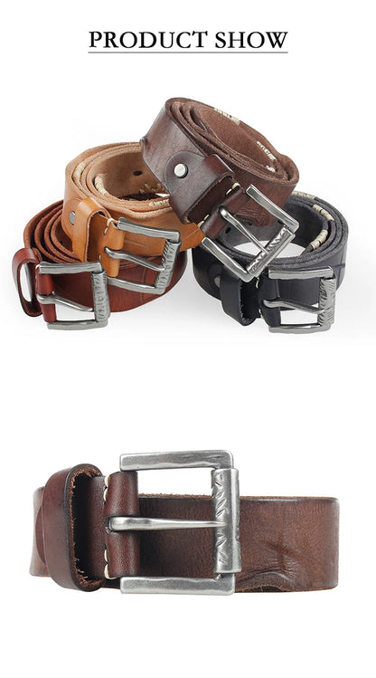 MEDYLA Original Cowhide Belt for Men Pin Buckle Full Grain Leather Belt for Jeans Wide Strap High Quality Cummerbunds