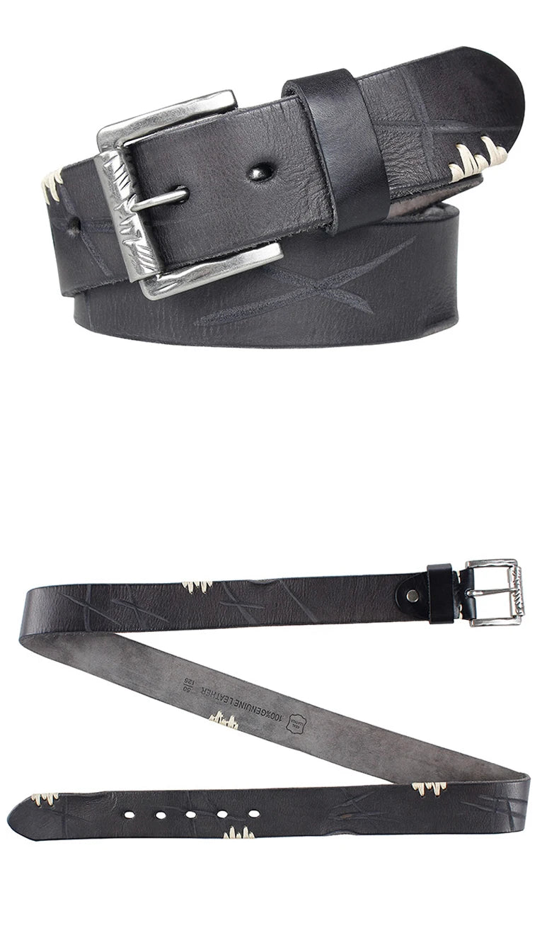MEDYLA Original Cowhide Belt for Men Pin Buckle Full Grain Leather Belt for Jeans Wide Strap High Quality Cummerbunds
