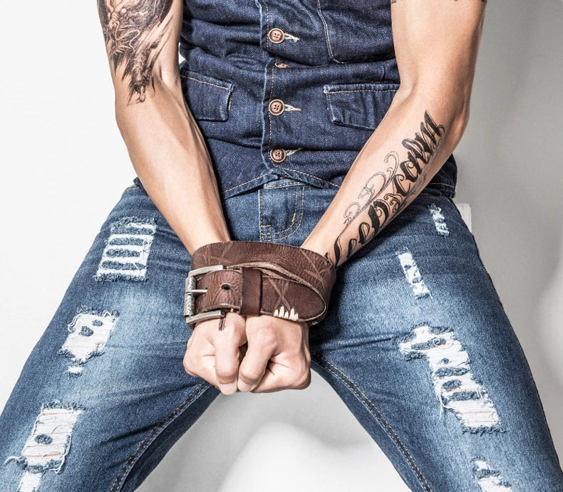 MEDYLA Original Cowhide Belt for Men Pin Buckle Full Grain Leather Belt for Jeans Wide Strap High Quality Cummerbunds