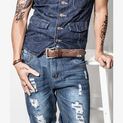 MEDYLA Original Cowhide Belt for Men Pin Buckle Full Grain Leather Belt for Jeans Wide Strap High Quality Cummerbunds