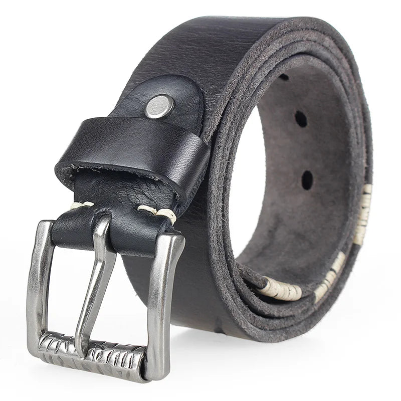 MEDYLA Original Cowhide Belt for Men Pin Buckle Full Grain Leather Belt for Jeans Wide Strap High Quality Cummerbunds