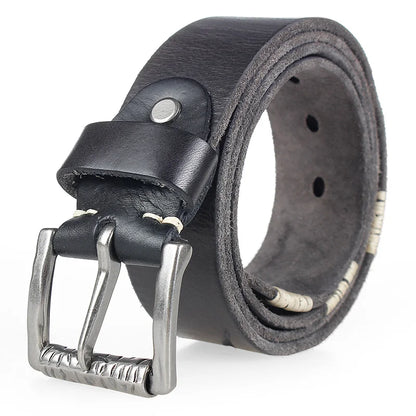 MEDYLA Original Cowhide Belt for Men Pin Buckle Full Grain Leather Belt for Jeans Wide Strap High Quality Cummerbunds