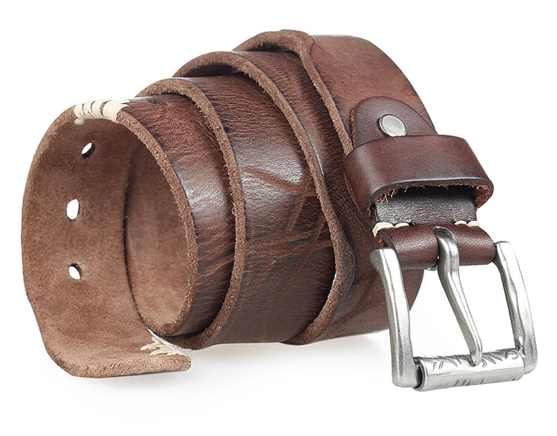 MEDYLA Original Cowhide Belt for Men Pin Buckle Full Grain Leather Belt for Jeans Wide Strap High Quality Cummerbunds