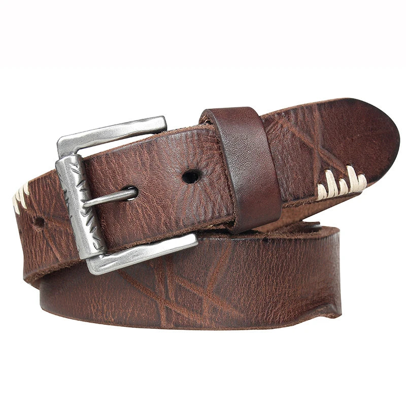 MEDYLA Original Cowhide Belt for Men Pin Buckle Full Grain Leather Belt for Jeans Wide Strap High Quality Cummerbunds