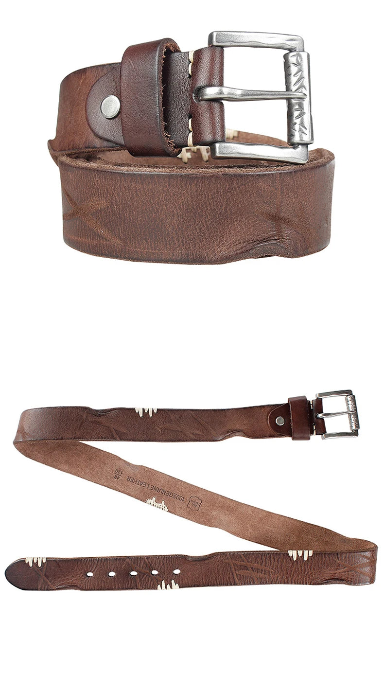 MEDYLA Original Cowhide Belt for Men Pin Buckle Full Grain Leather Belt for Jeans Wide Strap High Quality Cummerbunds