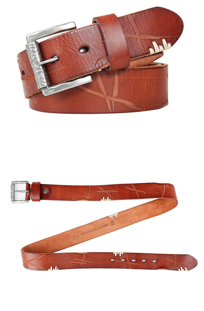 MEDYLA Original Cowhide Belt for Men Pin Buckle Full Grain Leather Belt for Jeans Wide Strap High Quality Cummerbunds