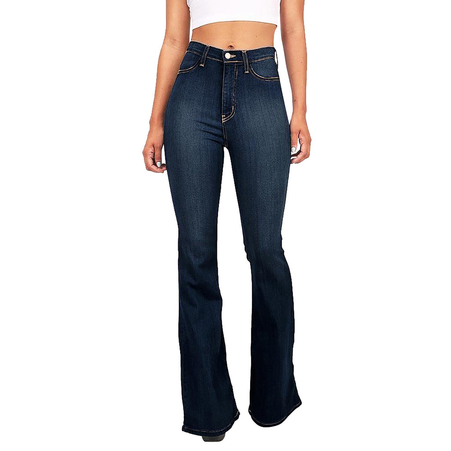 4XL Flare jeans women High Waist Jeans Zipper Fly Denim Blue Black Jeans Wide Leg Pants Bandage Skinny Push Up Jeans Trousers