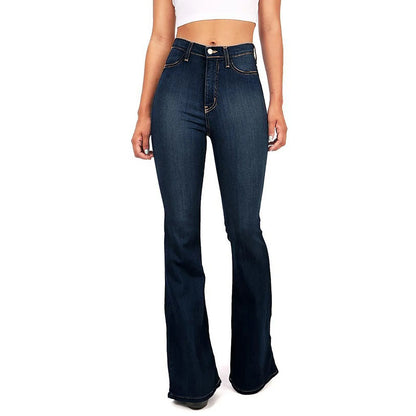 4XL Flare jeans women High Waist Jeans Zipper Fly Denim Blue Black Jeans Wide Leg Pants Bandage Skinny Push Up Jeans Trousers
