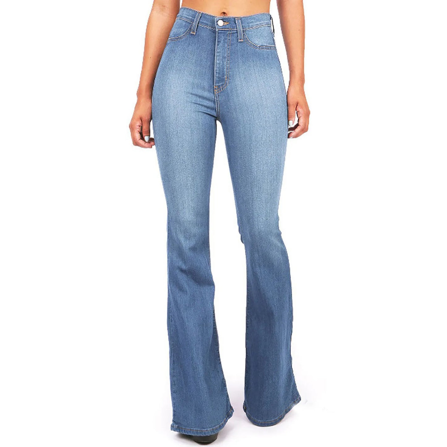 4XL Flare jeans women High Waist Jeans Zipper Fly Denim Blue Black Jeans Wide Leg Pants Bandage Skinny Push Up Jeans Trousers