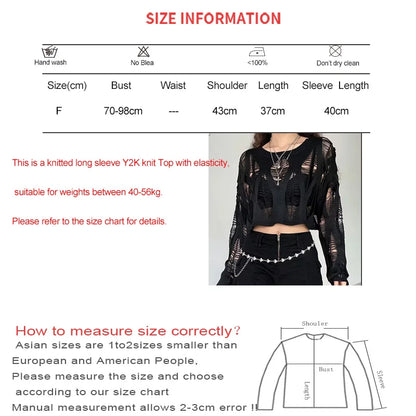 ITOOLIN Women Hole Hollow Out Y2K T-shirts Batwing Sleeve Knitted Shirt For Women Loose Streetwear Tops Spring Autumn 2024