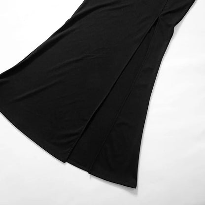 Cryptographic Fashion One Shoulder Split Maxi Dress for Women Elegant Club Outfits for Women Long Sleeve Vestido Dresses Gown