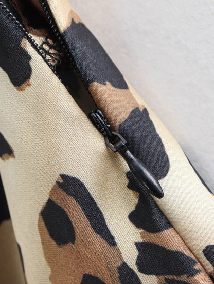 HH Women Fashion Leopard Print Skirt Vintage High Waist Midi Skirts Elegant Women Summer Casual Streetwear Skirt