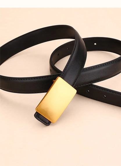 Women's Leather Belt Luxury Brand Waist Chain for Jeans and Dress Retro Pyramid Buckle Double Sided Belts