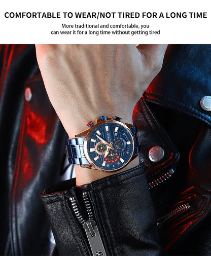 Gurren 8415 Men's Minimalist Six-hand Quartz Watch, Water-resistant Calendar Business Wristwatch