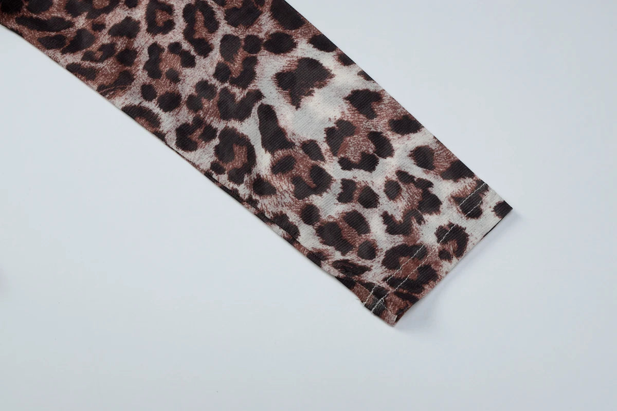 Dulzura Autumn Fashion Sexy Off Shoulder Long Sleeve Slim Leopard Print T-Shirt Women'S Casual Versatile Street Style Outfit Y2K