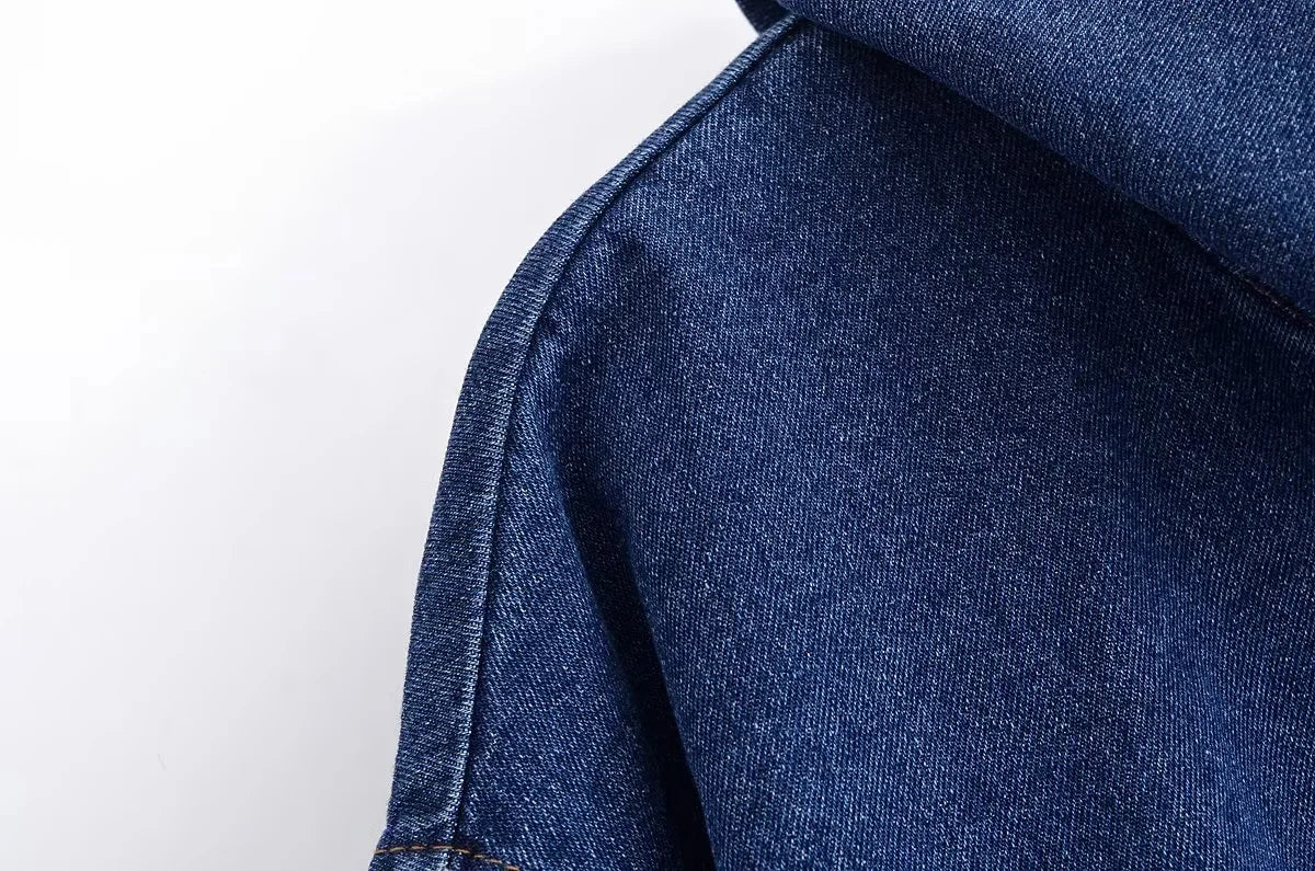 KONDALA Vintage Casual Chic Women Cowboy Suit Zipper Loose Jackets Long Pockets Pants Fashion 2025 Spring Summer Denim Suits