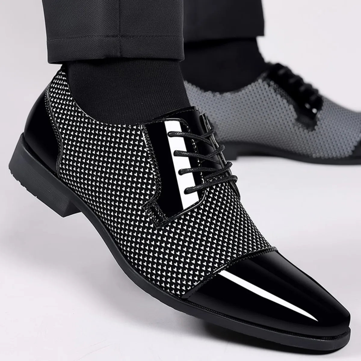 Men's Dress Shoes Classic Lace-up Formal Oxfords Modern Tuxedo Business Casual Scale Pattern Comfort Formal Shoes for Men