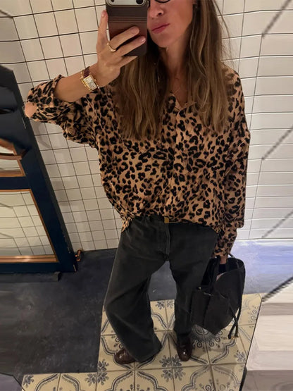 Leopard Print Cropped Jacket Round Neck Long Sleeve Button Front 2026 Spring Edgy Women Outerwear Fashion Chic Street Lady Coats