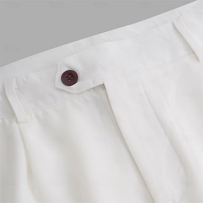 Men s  Fit Dress Pants Solid Color Flat Front Trousers Classic Business Casual Suit Pants Modern Formal Wear Hemmed Bottoms