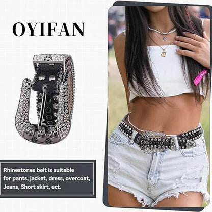 Cowboy style rhinestone belt ladies hip hop party fashion outfit y2k belt unisex belt jeans short skirt women men accessories