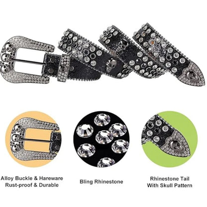 Cowboy style rhinestone belt ladies hip hop party fashion outfit y2k belt unisex belt jeans short skirt women men accessories