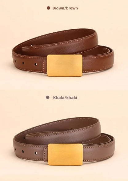 Women's Leather Belt Luxury Brand Waist Chain for Jeans and Dress Retro Pyramid Buckle Double Sided Belts
