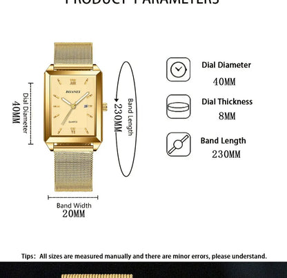 Mens Fashion Sports Watches Simple Men Luxury Gold Business Ultra Thin Stainless Steel Mesh Belt Quartz Watch