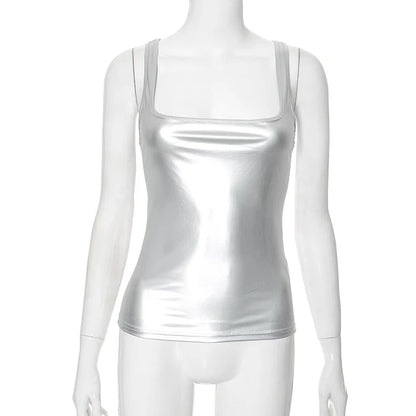 Solid Tank Top Women Edgy Clothes Y2k Accessories Sleeveless Ropa De Mujer Square Collar Camison Verano Korean Fashion Clothing
