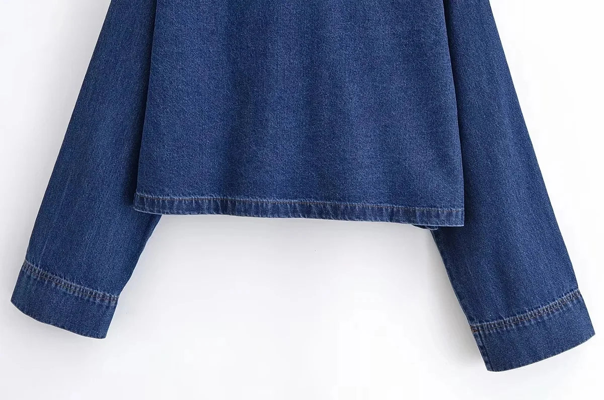 KONDALA Vintage Casual Chic Women Cowboy Suit Zipper Loose Jackets Long Pockets Pants Fashion 2025 Spring Summer Denim Suits