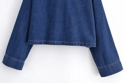 KONDALA Vintage Casual Chic Women Cowboy Suit Zipper Loose Jackets Long Pockets Pants Fashion 2025 Spring Summer Denim Suits