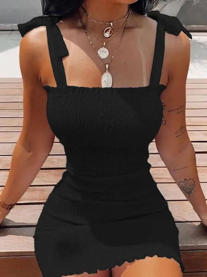Summer Sexy Bodycon Package Hips Wrap Dress Women Casual Sleeveless Lace-up Fashion Floral Mini Dress Woman Skinny Sundress