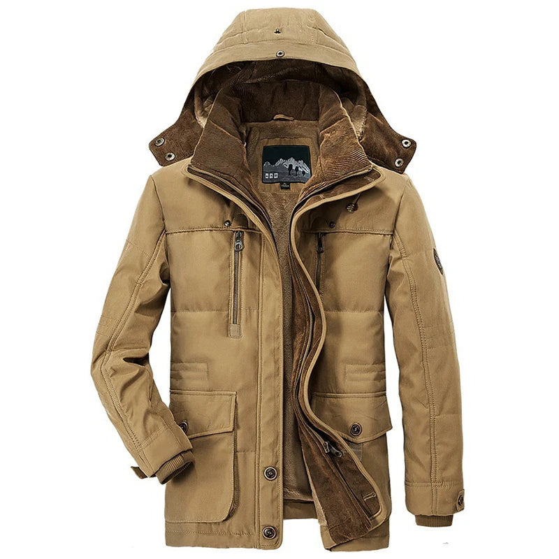 Men Winter New Fleece Warm Thick Windproof Parkas new Jackets Coat Men Autumn Fashion Hooded Casual Tactics Military Parkas Men