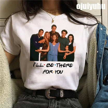 Fashion Friends Tv Show Funny Cartoon Women's T-shirt print ladies T-shirt casual basis O-collar black shirt short sleeve Tshirt