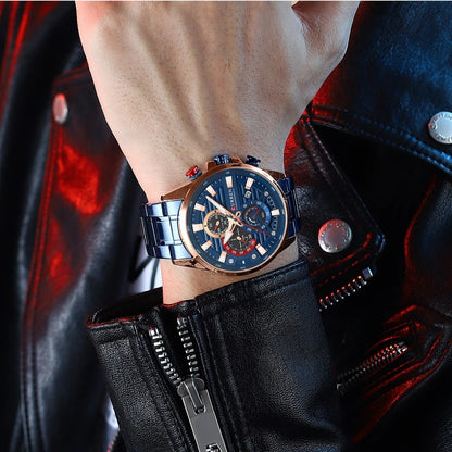 Gurren 8415 Men's Minimalist Six-hand Quartz Watch, Water-resistant Calendar Business Wristwatch