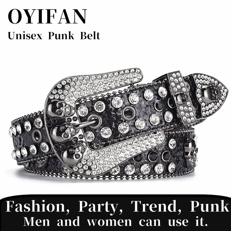 Cowboy style rhinestone belt ladies hip hop party fashion outfit y2k belt unisex belt jeans short skirt women men accessories