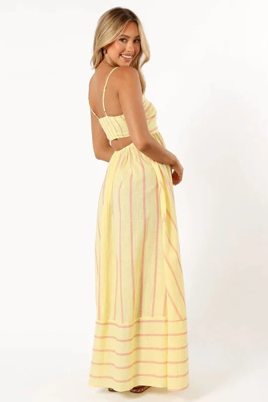 Fashion Stripe Slip Maxi Dress Women 2024 New Elegant Sleeveless Slash Neck Suspender Beach Dress Females Holiday Party Vestidos