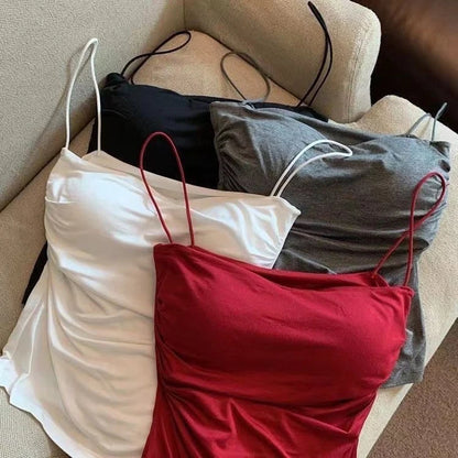 Top Sexy Summer Tank Top Women Spaghetti Strap Sleeveless Vest Camisole Party Bra Tops Club Outfits Skinny Black Crop Top