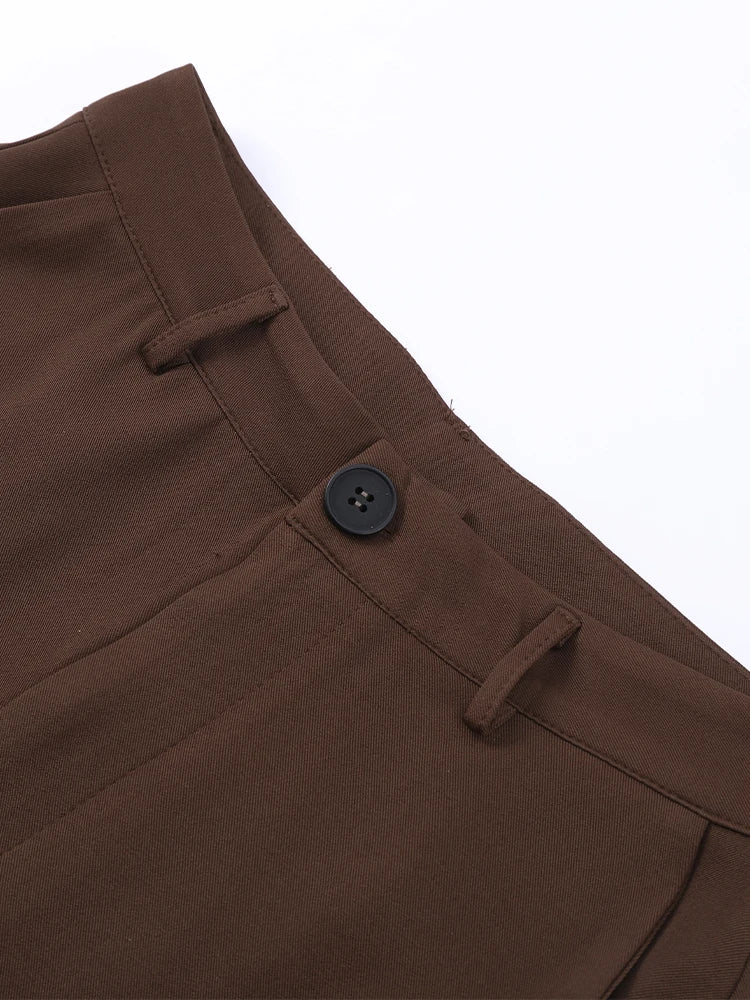Casual Women's Trouser Suit Single Button Blazer High Waist Wide Leg Pants Lady Suits 2025 Spring Summer 2 Pieces Set Women