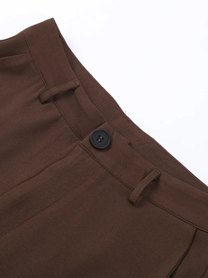 Casual Women's Trouser Suit Single Button Blazer High Waist Wide Leg Pants Lady Suits 2025 Spring Summer 2 Pieces Set Women
